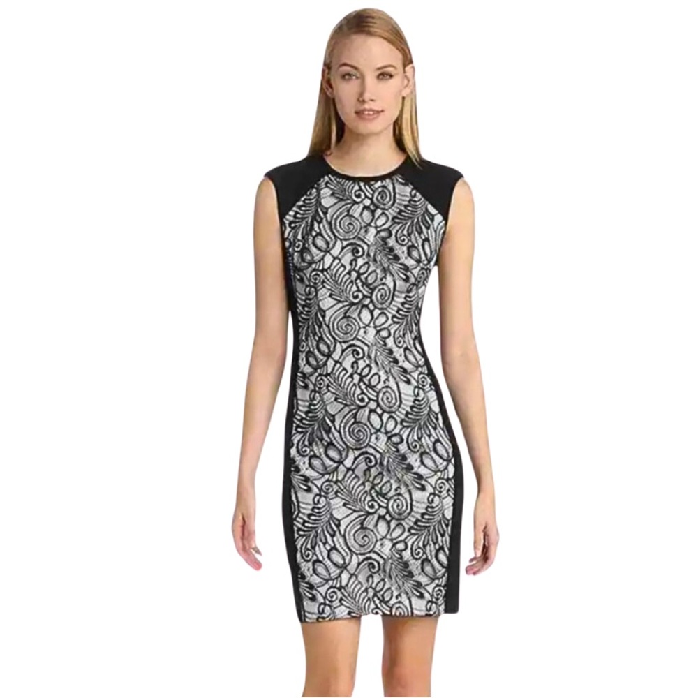 Trina Turk Black and White Floral Mini Dress